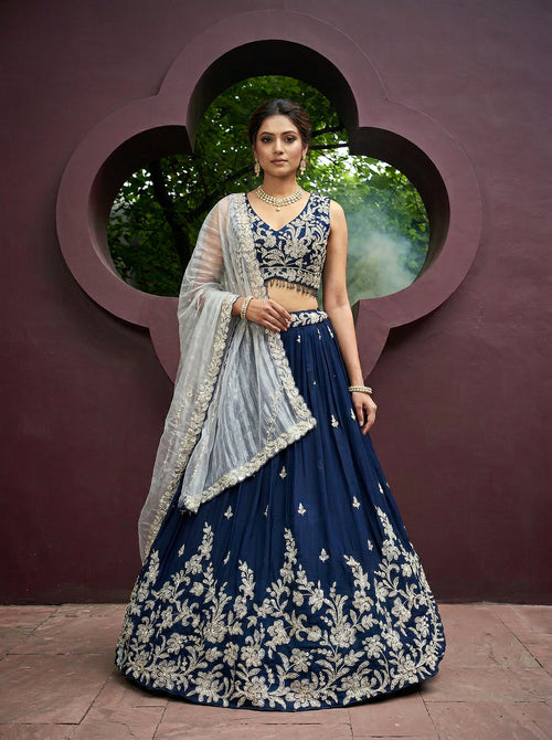 Teal Color Satin Silk Fabric Beads & Sequin Embroidered Ready to Wear Lehenga Choli & Dupatta