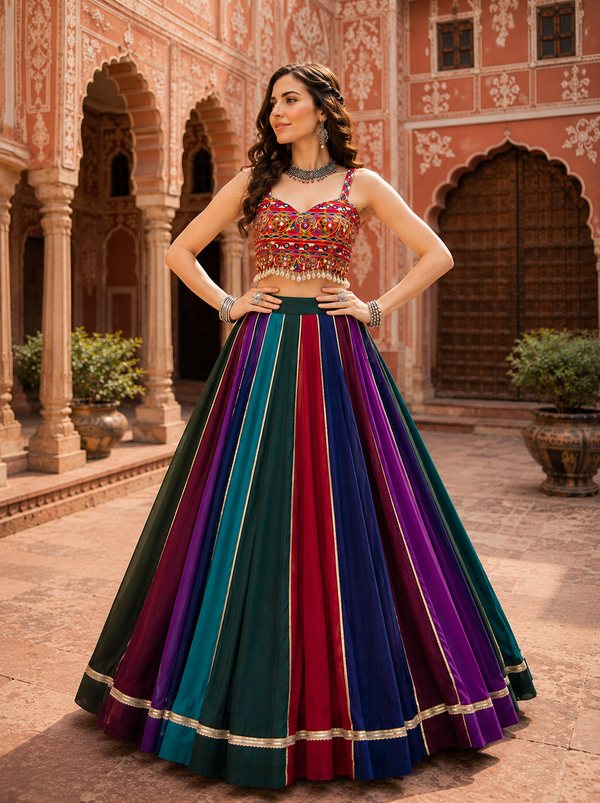 Multicolor Georgette Navratri Designer Ready To Wear Lehenga choli houseofpanchhi