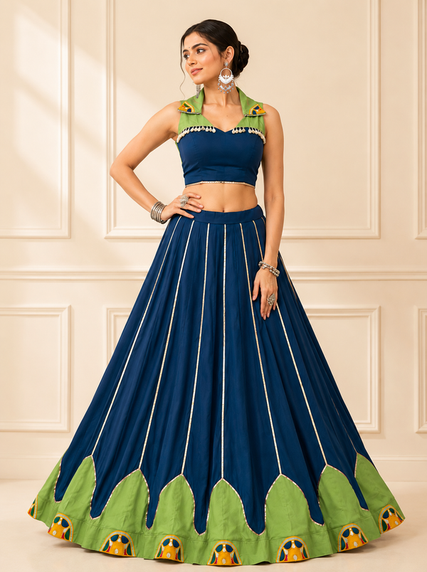 Blue color Navratri Designer Ready To Wear Lehenga Set houseofpanchhi