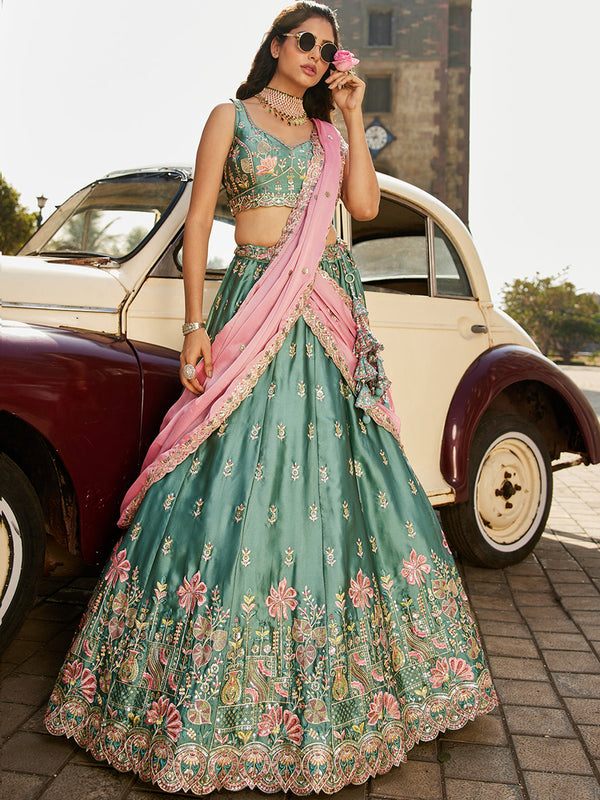 Georgette Sequins embroidery Semi-Stitched Lehenga choli & Dupatta House of Panchhi