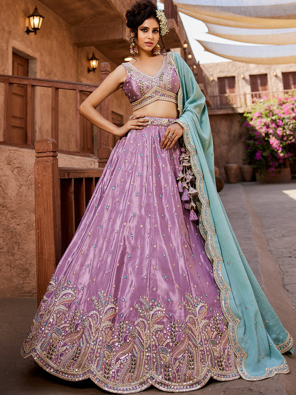 Satin Silk Fabric Sequins embroidery Semi-Stitched Lehenga choli & Dupatta House of Panchhi