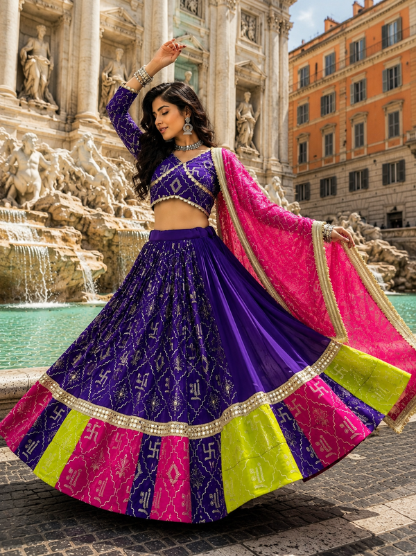 Royal Blue color Navratri Designer Ready To Wear Lehenga Set houseofpanchhi