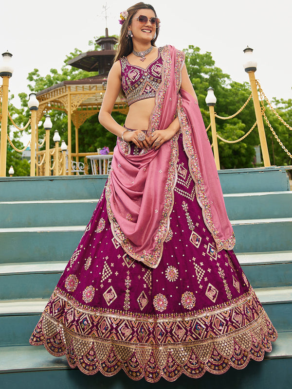 Georgette Sequinse embroidery Semi-Stitched Lehenga choli & Dupatta House of Panchhi
