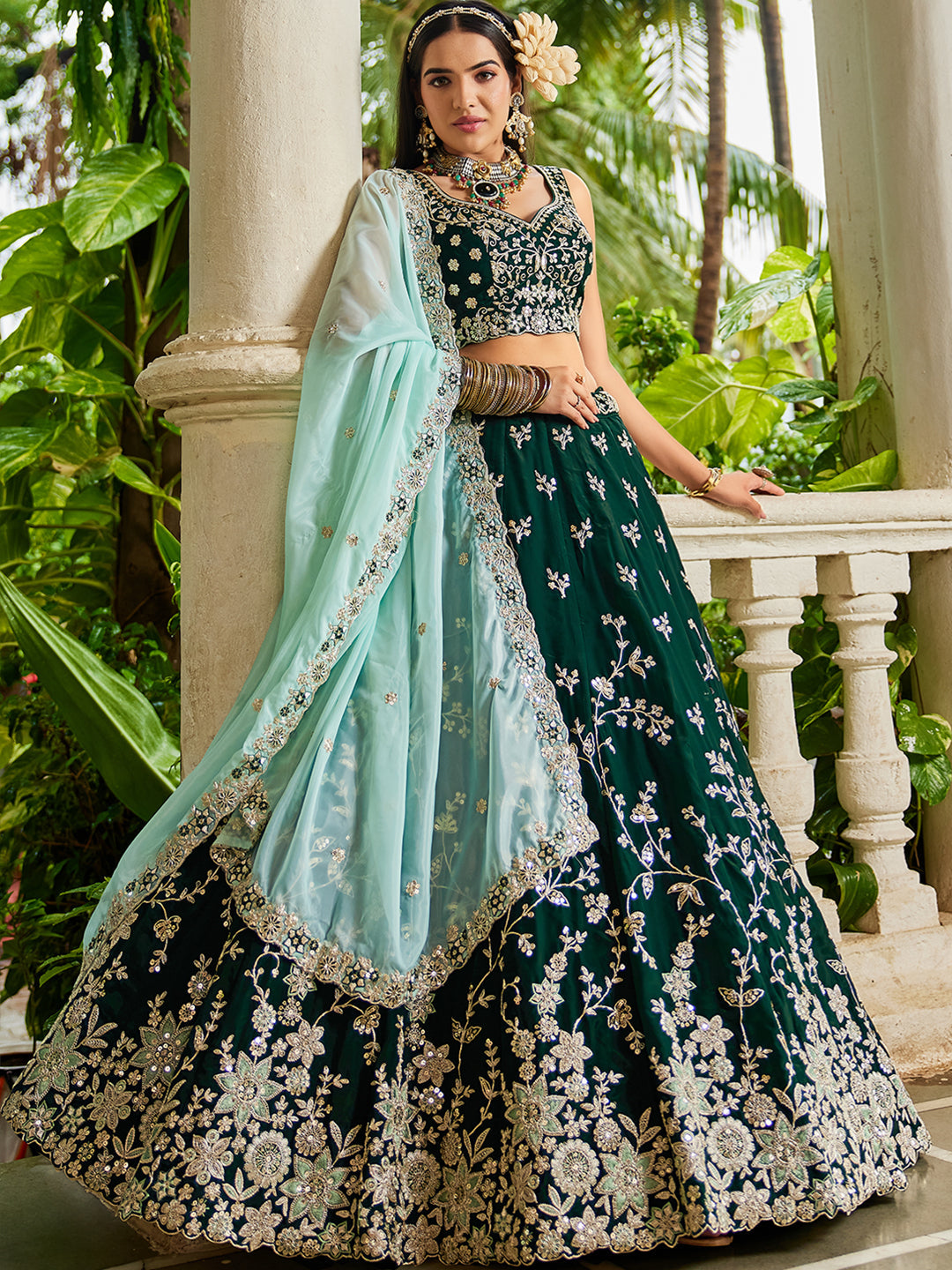 Kasab Zari Embroidery Semi-Stitched Lehenga Choli Set main image 0