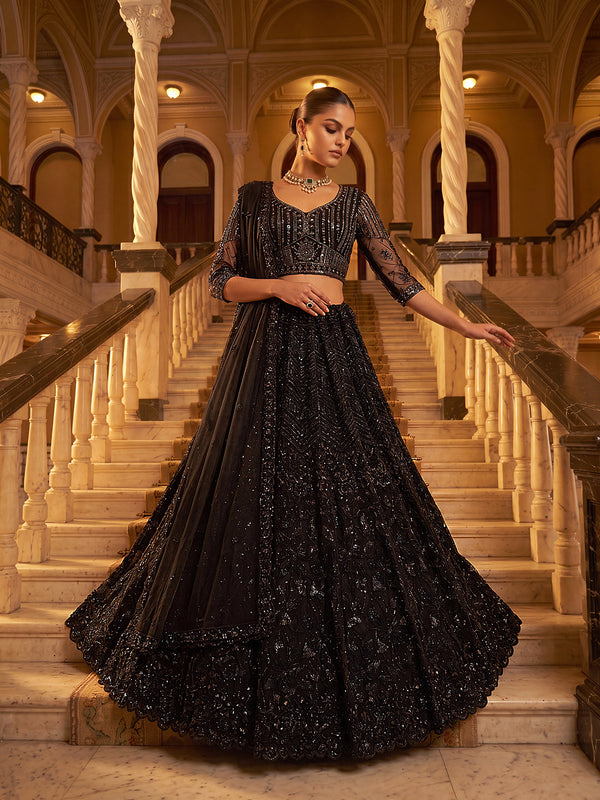 Premium Net Sequins & Beads work with Embroidery Lehenga Set House of Panchhi