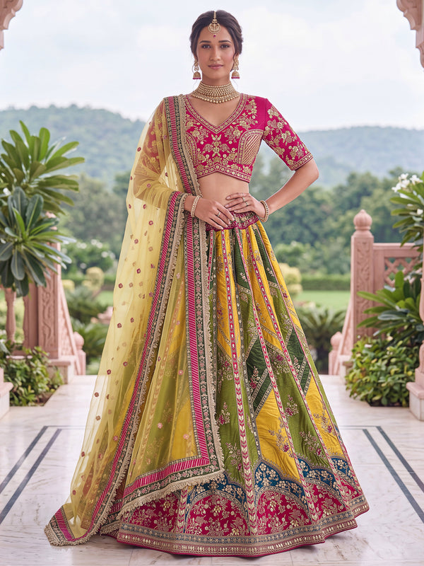 Multi-Color Silk Patch Work & Gotapatti Work Designer Semi-Stitched Lehenga Choli House of Panchhi