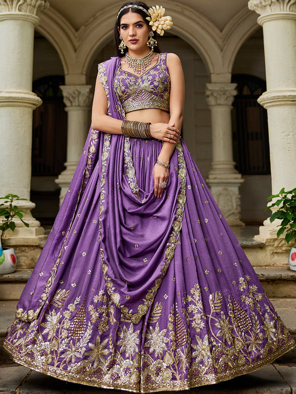 Chiffon Sequinse embroidery Semi-Stitched Lehenga choli & Dupatta House of Panchhi