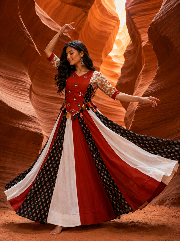 Rust color Navratri Designer Ready To Wear Lehenga Set houseofpanchhi
