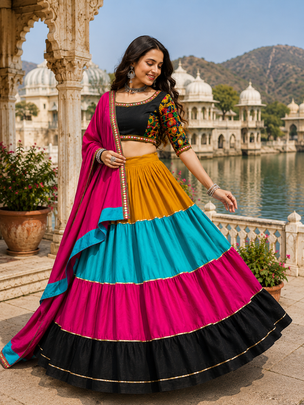 Royal Blue & Mustard Navratri Designer Ready To Wear Lehenga Set (Copy) houseofpanchhi