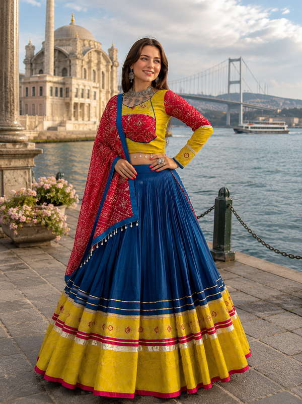 Navy Blue color Navratri Designer Ready To Wear Lehenga Set houseofpanchhi