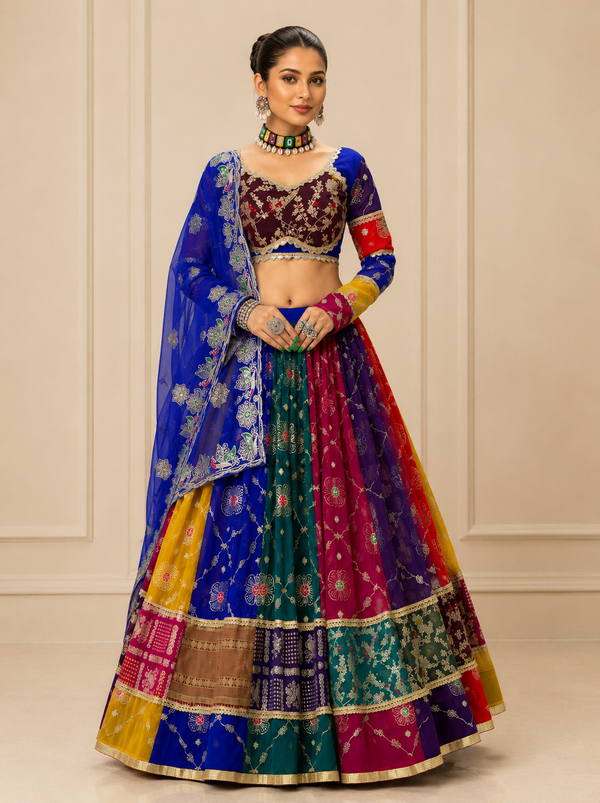 Multi color Fox Georgette Navratri Designer Ready To Wear Lehenga Set houseofpanchhi