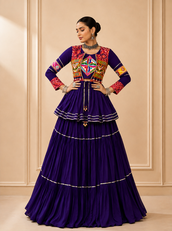Royal Blue color Navratri Designer Ready To Wear Lehenga Set houseofpanchhi