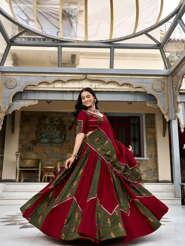 Maroon color Navratri Designer Ready To Wear Lehenga Set houseofpanchhi