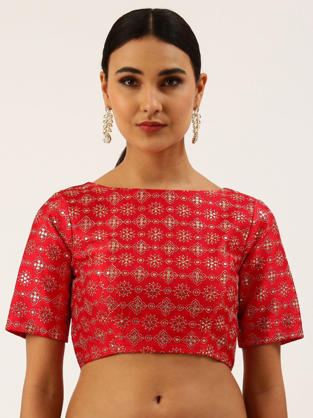 Red-Toned Zari work Pure Art Silk Readymade Blouse – houseofpanchhi