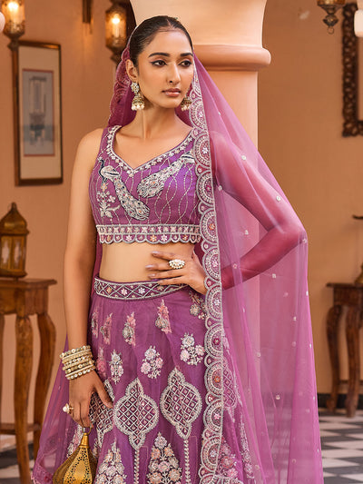Net Fabric Sequins embroidery Semi-Stitched Lehenga & Unstitched Blouse With Dupatta House of Panchhi