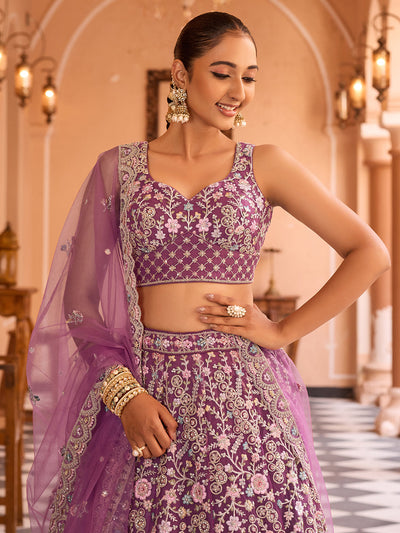 Net Fabric Sequins embroidery Semi-Stitched Lehenga & Unstitched Blouse With Dupatta House of Panchhi
