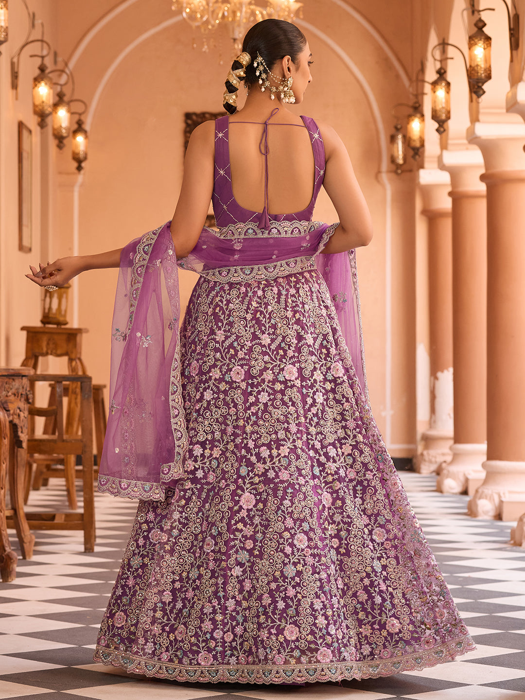 Net Fabric Sequins embroidery Semi-Stitched Lehenga & Unstitched Blouse With Dupatta House of Panchhi