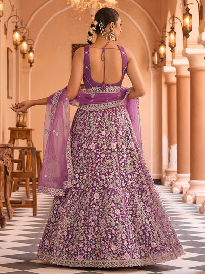 Net Fabric Sequins embroidery Semi-Stitched Lehenga & Unstitched Blouse With Dupatta House of Panchhi