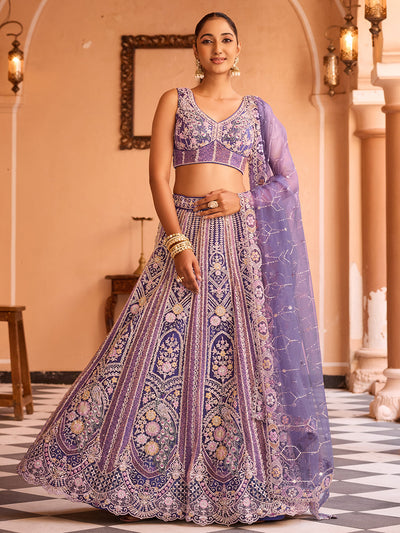 Net Fabric Sequins embroidery Semi-Stitched Lehenga & Unstitched Blouse With Dupatta House of Panchhi