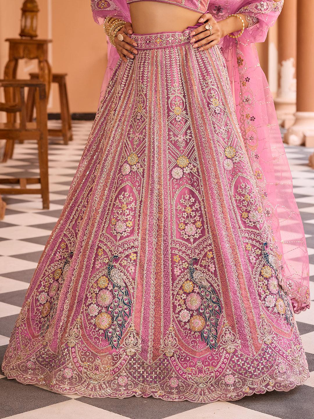 Net Fabric Sequins embroidery Semi-Stitched Lehenga & Unstitched Blouse With Dupatta House of Panchhi