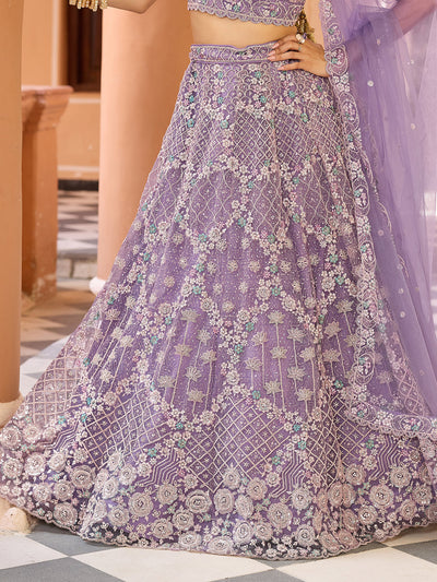 Net Fabric Sequins embroidery Semi-Stitched Lehenga & Unstitched Blouse With Dupatta (Copy) House of Panchhi