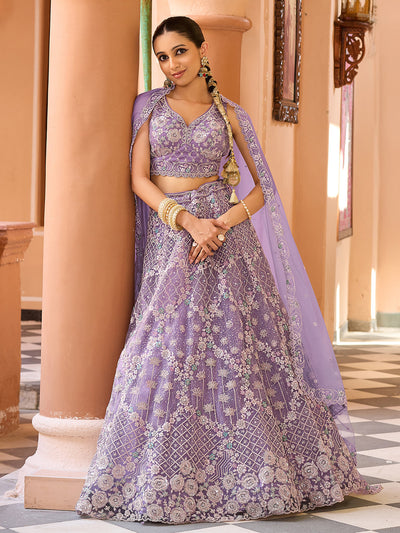 Net Fabric Sequins embroidery Semi-Stitched Lehenga & Unstitched Blouse With Dupatta (Copy) House of Panchhi