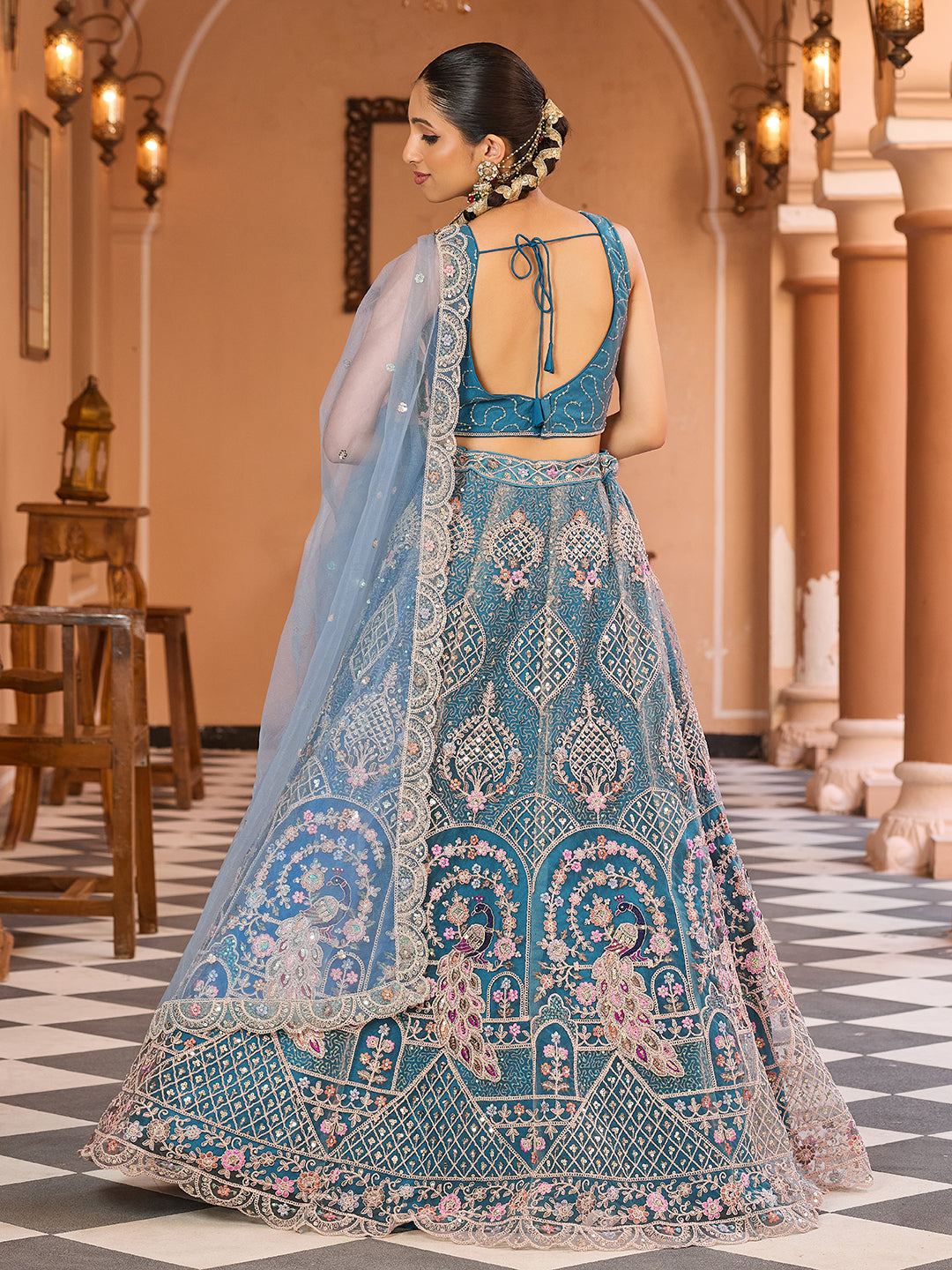 Net Fabric Sequins embroidery Semi-Stitched Lehenga & Unstitched Blouse With Dupatta House of Panchhi