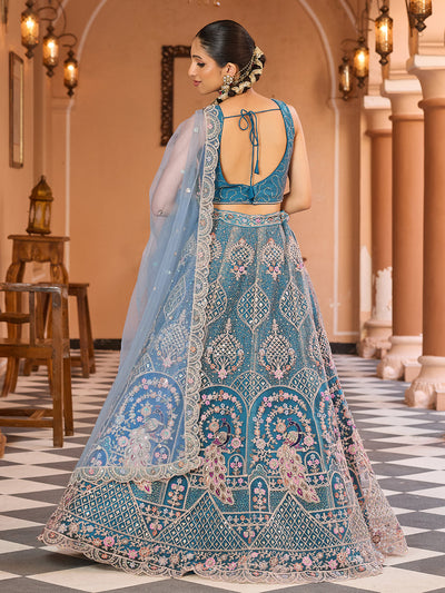 Net Fabric Sequins embroidery Semi-Stitched Lehenga & Unstitched Blouse With Dupatta House of Panchhi