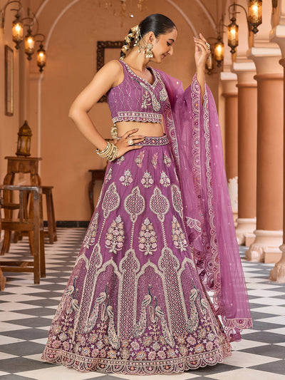 Net Fabric Sequins embroidery Semi-Stitched Lehenga & Unstitched Blouse With Dupatta House of Panchhi