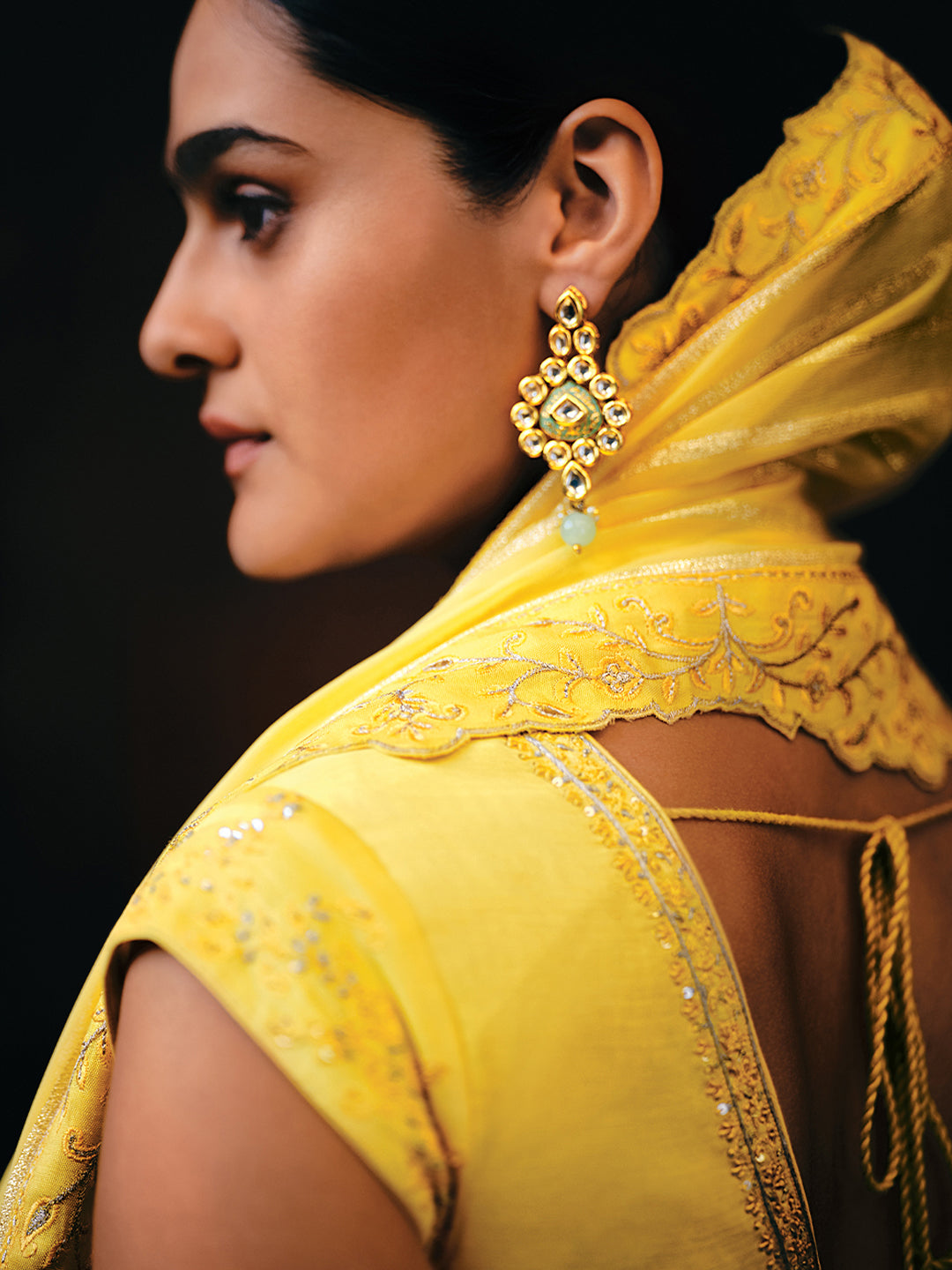 Woven Yellow Viscose Silk Hand Work Embroidered Semi-Stitched Lehenga Choli