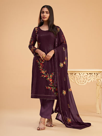 Shimmer Organza Fabric Sequins embroidery Semi-Stitched Straight Kurta Set- Zaida 12