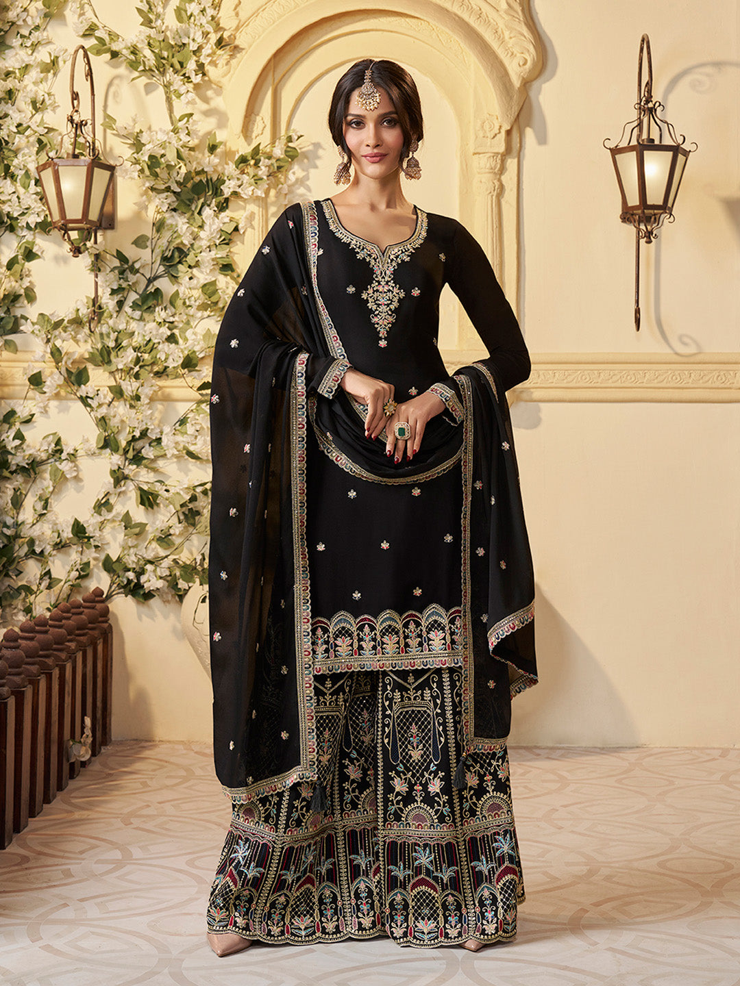 Chinon Fabric sequin embroidery Ready to wear Sharara & Kurta Set