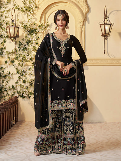 Chinon Fabric sequin embroidery Ready to wear Sharara & Kurta Set