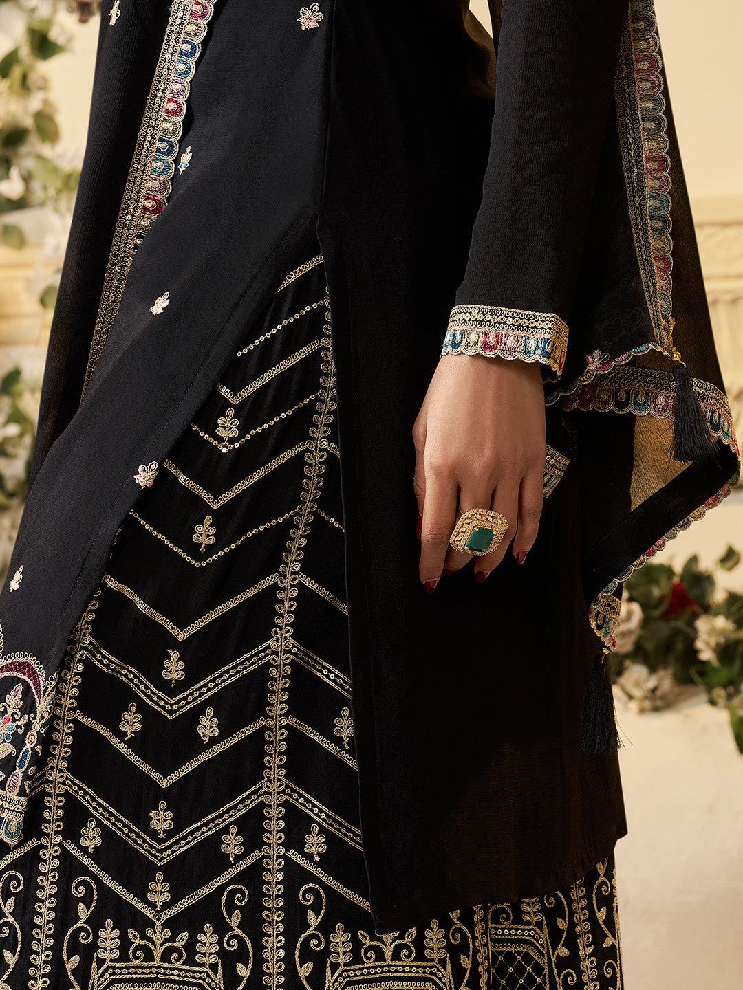 Chinon Fabric sequin embroidery Ready to wear Sharara & Kurta Set