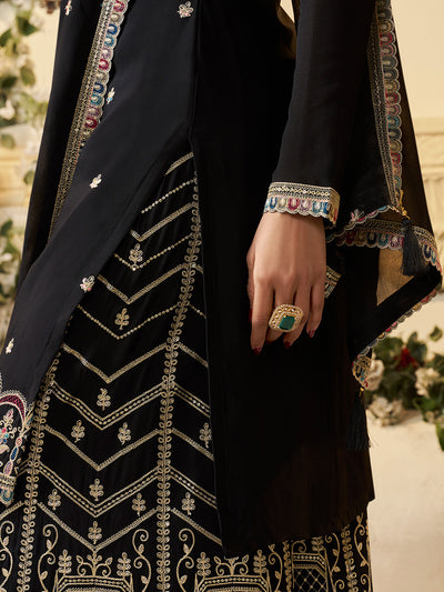 Chinon Fabric sequin embroidery Ready to wear Sharara & Kurta Set