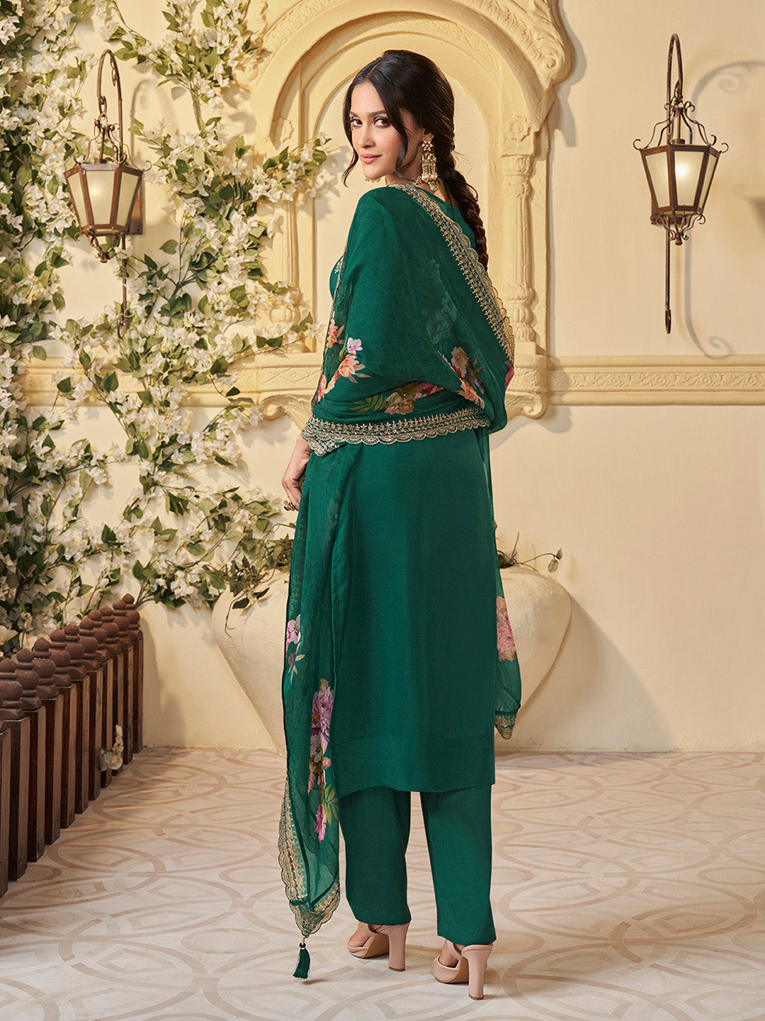 Munga Silk Fabric floral jacquard weave Ready to wear Salwar & Kurta Set