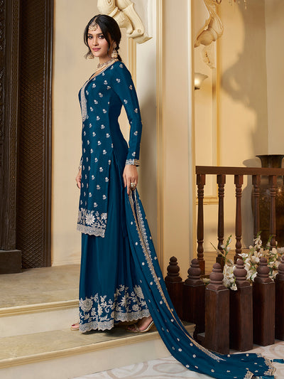 Chinon Fabric Embroidered Ready to wear Sharara & Kurta Set