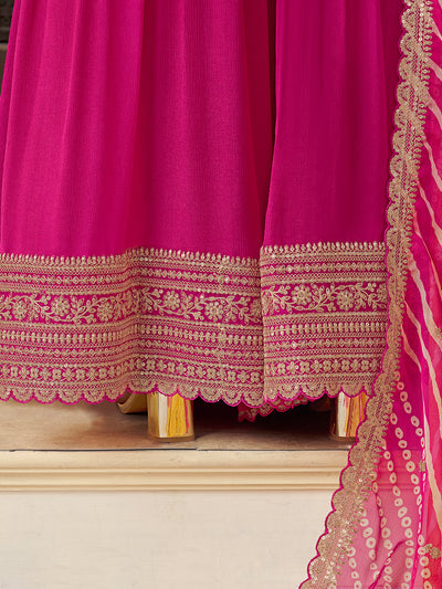 Chinon Fabric Embroidered Ready to wear Sharara & Kurta Set