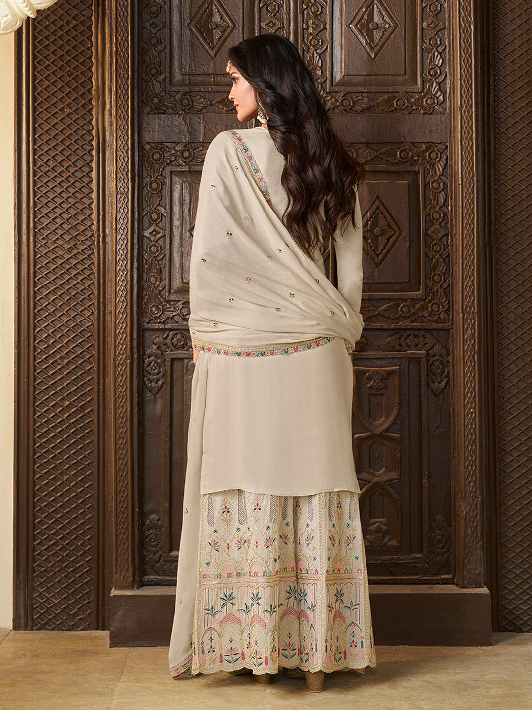 Chinon Fabric sequin embroidery Ready to wear Sharara & Kurta Set