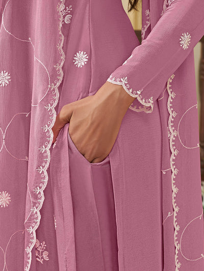 Chinon Fabric Embroidered Ready to wear Sharara & Kurta Set