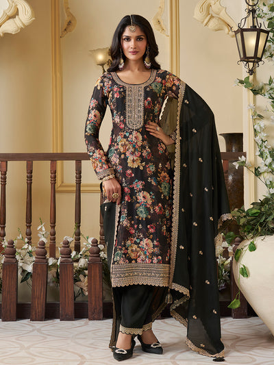 Chinon Fabric Digital Floral Printed Ready to wear Salwar & Kurta Set