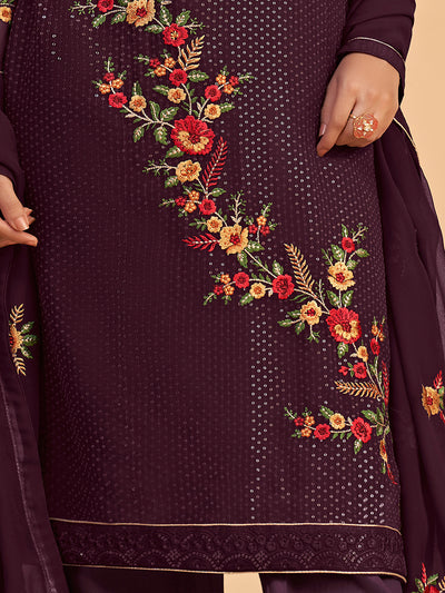 Shimmer Organza Fabric Sequins embroidery Semi-Stitched Straight Kurta Set- Zaida 12