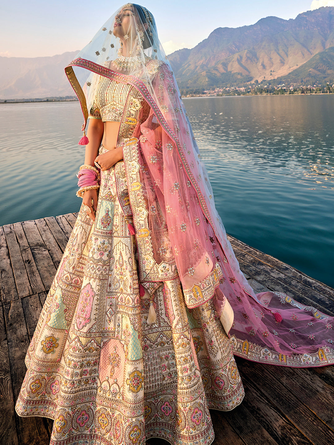 Bridal peach colour lehenga hotsell