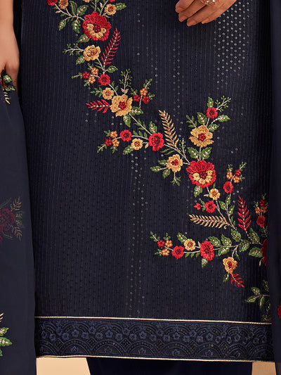 Shimmer Organza Fabric Sequins embroidery Semi-Stitched Straight Kurta Set- Zaida 12