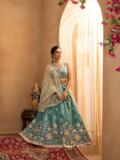 Georgette Fabric Sequins embroidery Semi-Stitched Lehenga & Unstitched Blouse With Dupatta House of Panchhi