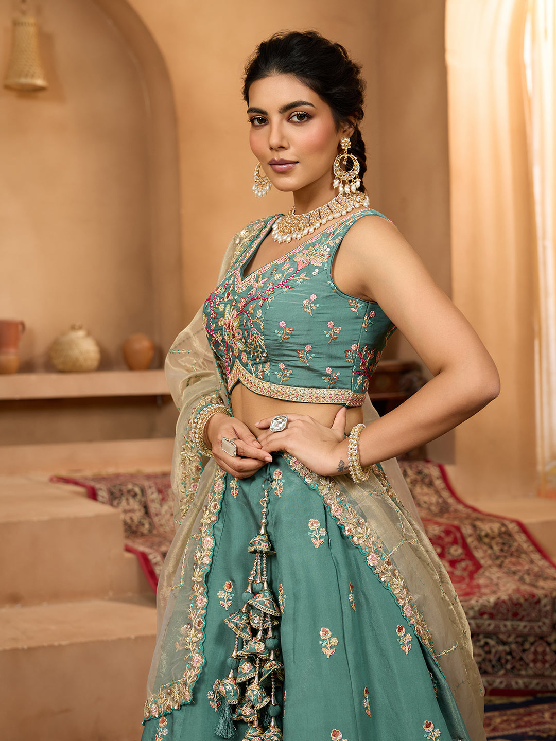 Georgette Fabric Sequins embroidery Semi-Stitched Lehenga & Unstitched Blouse With Dupatta House of Panchhi