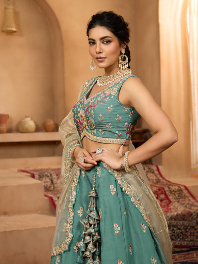 Georgette Fabric Sequins embroidery Semi-Stitched Lehenga & Unstitched Blouse With Dupatta House of Panchhi