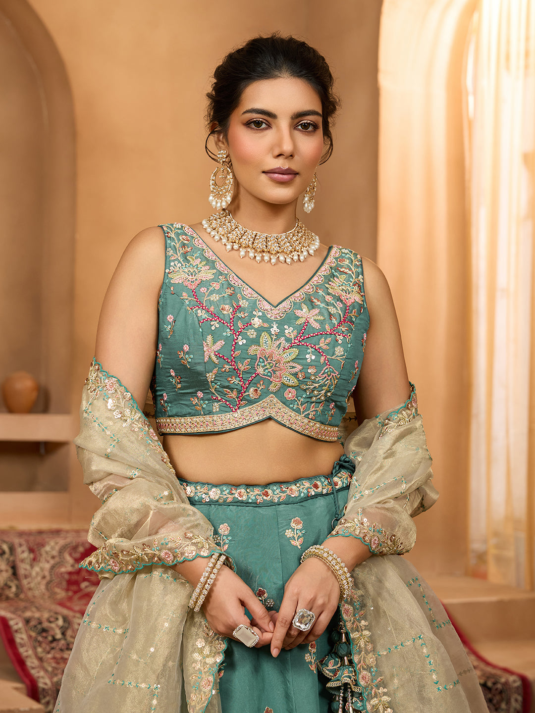 Georgette Fabric Sequins embroidery Semi-Stitched Lehenga & Unstitched Blouse With Dupatta House of Panchhi