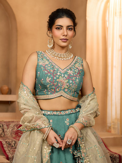 Georgette Fabric Sequins embroidery Semi-Stitched Lehenga & Unstitched Blouse With Dupatta House of Panchhi