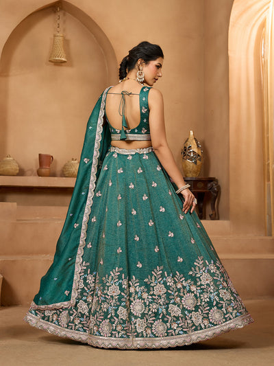 Tissue Fabric Sequins embroidery Semi-Stitched Lehenga & Unstitched Blouse With Dupatta houseofpanchhi